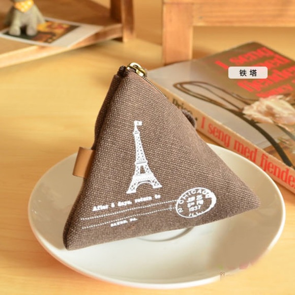 Coin Wallet Eiffel Tower boat canvas mini cute compact woman’s miniature purse - Picture 3 of 4